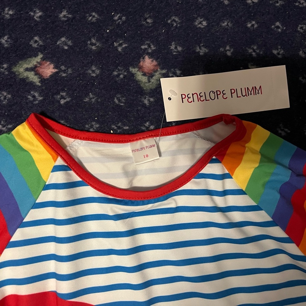 Penelope Plum Kids Rainbow top size 10 - Picture 2 of 3